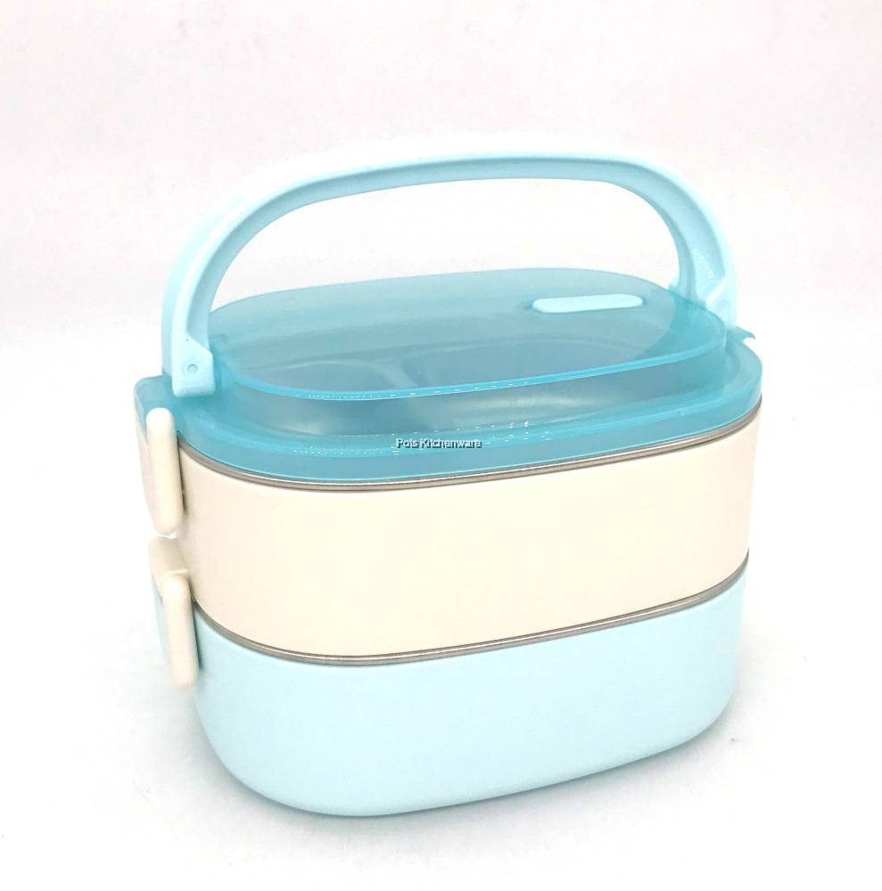 Stainless Steel 304 Double Layer Keep Warm Lunch Box Food Carrier Bekas ...
