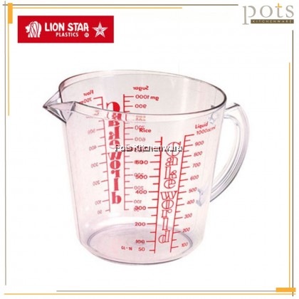 Lion Star Plastic Baking Flour Measure Cup Sugar Liquid Oil Rice Measuring Cup 容量杯透明烘培面粉糖量杯 (600ml/1000ml) - A1GL13M
