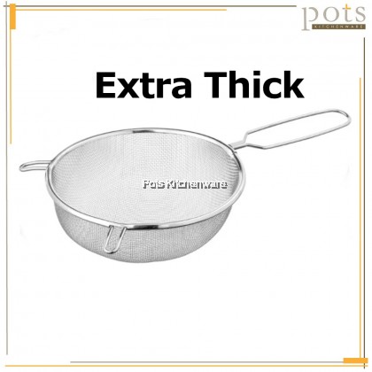 Double Layer Stainless Steel Deep Oil Mesh Strainer Flour Sieve Skimmer Penapis Tepung Goreng 不锈钢漏勺过滤网 (18cm/20cm) - 2818M