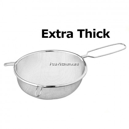 Double Layer Stainless Steel Deep Oil Mesh Strainer Flour Sieve Skimmer Penapis Tepung Goreng 不锈钢漏勺过滤网 (18cm/20cm) - 2818M