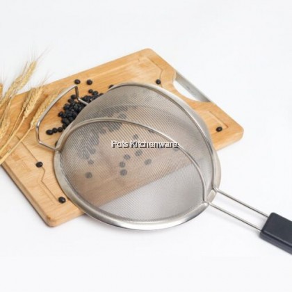 Large Size Heavy Duty Stainless Steel Deep Fried Oil Draining Mesh Strainer Frying Skimmer with Handle Penapis Besar Goreng 特大不锈钢漏勺 - SS1067M