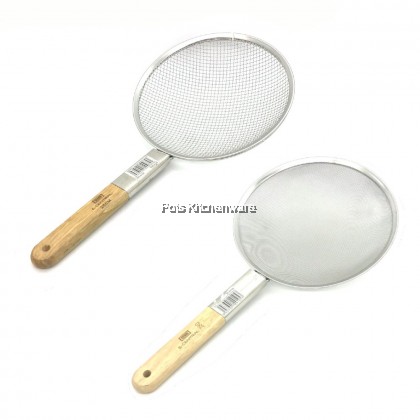 E-Central Large Size Stainless Steel Mesh Frying Skimmer Strainer Wooden Handle Penapis Goreng Besar 特大不锈钢漏勺 - HL9100