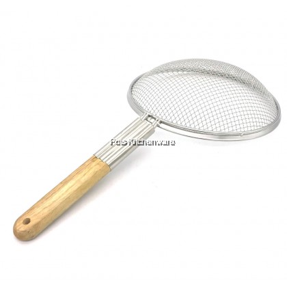 E-Central Large Size Stainless Steel Mesh Frying Skimmer Strainer Wooden Handle Penapis Goreng Besar 特大不锈钢漏勺 - HL9100