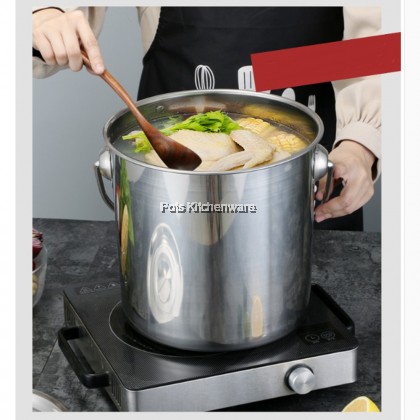 Toffi Stainless Steel Stockpot Soup Pot Loop Handle with Lid Periuk Sup Besar Besi 不锈钢手提水桶汤桶 (14L/17L/21L) - C3520