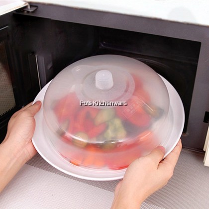 2pcs Transparent Microwave Round Dish Cover Plastic Food Cover Penutup Makanan -1100T