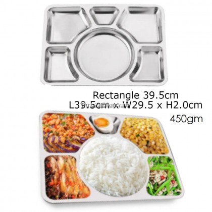 Toffi Stainless Steel 304 Compartment Fast Food Canteen Dish Roti Canai Nasi Kandar Plate Hospital Tray - B6000