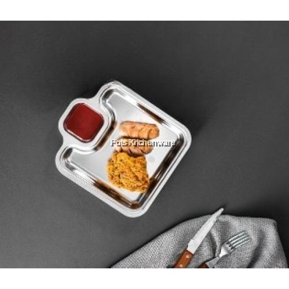 Toffi Stainless Steel 304 Compartment Fast Food Canteen Dish Roti Canai Nasi Kandar Plate Hospital Tray - B6000