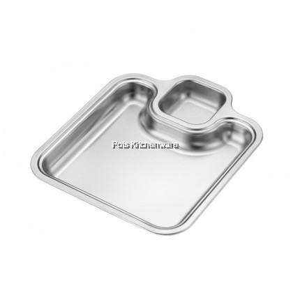 Toffi Stainless Steel 304 Compartment Fast Food Canteen Dish Roti Canai Nasi Kandar Plate Hospital Tray - B6000