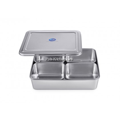 Toffi Stainless Steel Compartment Condiment Spices Holder Dispenser Seasoning Box Container with Cover Bekas Rempah 不锈钢调味料收纳 - K4370