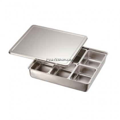 Toffi Stainless Steel Compartment Condiment Spices Holder Dispenser Seasoning Box Container with Cover Bekas Rempah 不锈钢调味料收纳 - K4370
