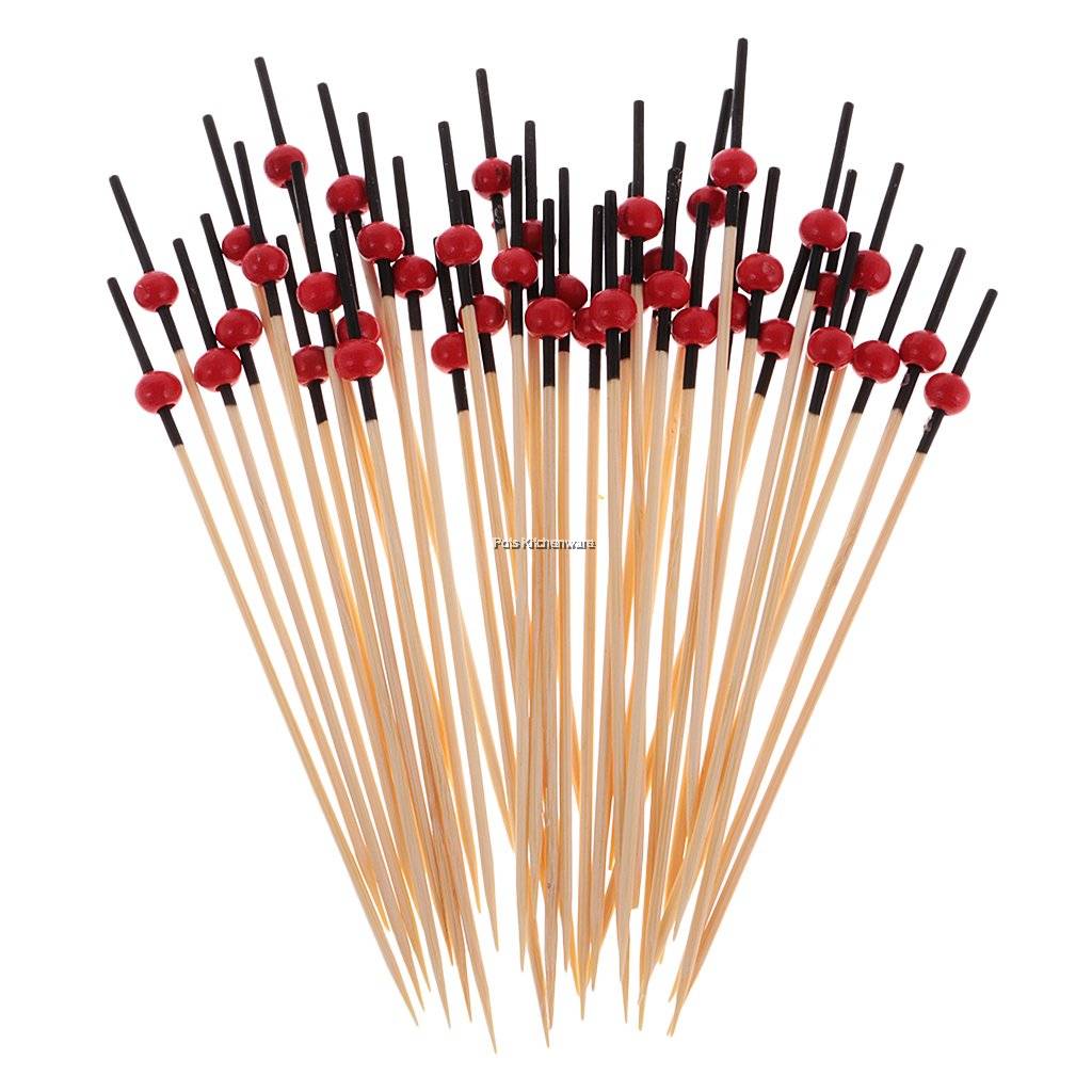 100PCS Fruit Appetizer Drink Pick Sticks Disposable Bamboo Skewer with