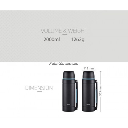 Relax 2000ml Stainless Steel SUS 304 Travelling Thermal Flask Thermos Bottle 大容量保温壶保温罐 - D3520