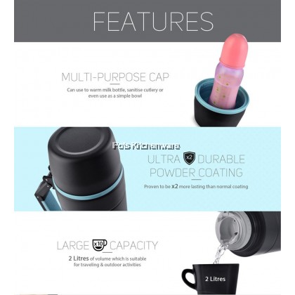 Relax 2000ml Stainless Steel SUS 304 Travelling Thermal Flask Thermos Bottle 大容量保温壶保温罐 - D3520