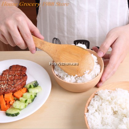 Natural Wood Wooden Rice Ladle Dish Serving Spoon Senduk Nasi Kayu Sudip Nasi 饭匙 - LT742