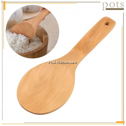 Natural Wood Wooden Rice Ladle Dish Serving Spoon Senduk Nasi Kayu Sudip Nasi 饭匙 - LT742