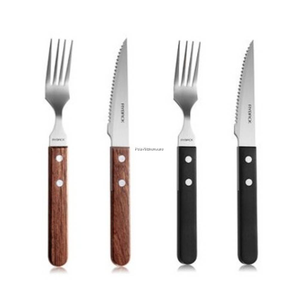 2pcs Wood Wooden Handle Stainless Steel Western Food Cutlery Steak
