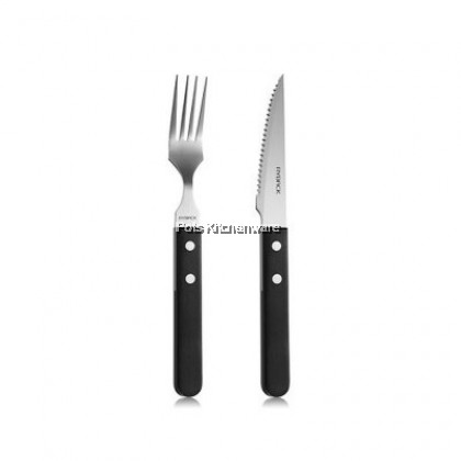 2pcs Wood Wooden Handle Stainless Steel Western Food Cutlery Steak Knife Fork Pisau Garpu 西餐餐具木柄刀叉 - F1100F1120