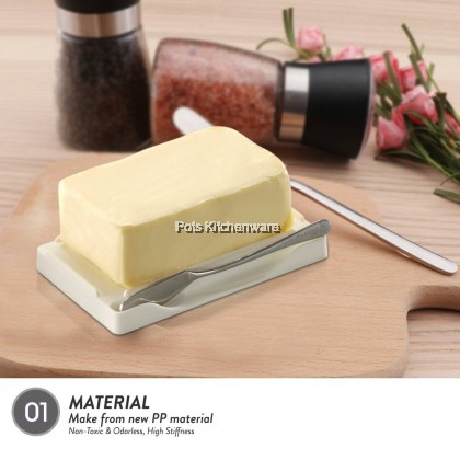 Elianware BPA FREE Plastic Microwavable Transparent Butter Case Container Holder Keeper Dishes FREE Butter Knife Bekas Butter 牛油黄油收纳 - E195