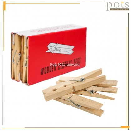 3 Dozen Natural Wood Smooth Finishing Wooden Cloths Pegs Clips - PCG44G