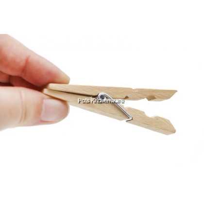 3 Dozen Natural Wood Smooth Finishing Wooden Cloths Pegs Clips - PCG44G