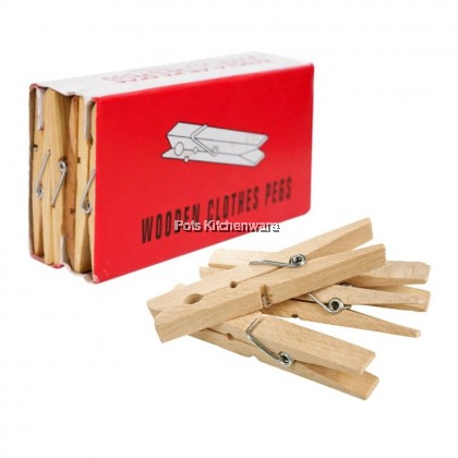 3 Dozen Natural Wood Smooth Finishing Wooden Cloths Pegs Clips - PCG44G