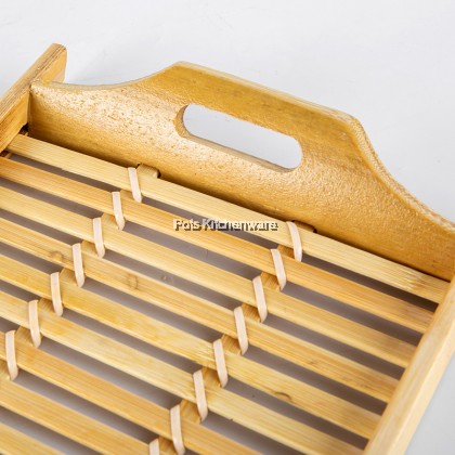 Natural Bamboo Rectangle Wicker Serving Tray Double Side Handle - BB510M Natural Bamboo Rectangle Wicker Serving Tray Double Side Handle - BB510M