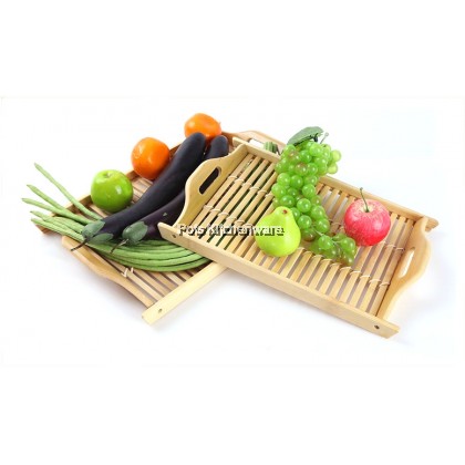 Natural Bamboo Rectangle Wicker Serving Tray Double Side Handle - BB510M Natural Bamboo Rectangle Wicker Serving Tray Double Side Handle - BB510M