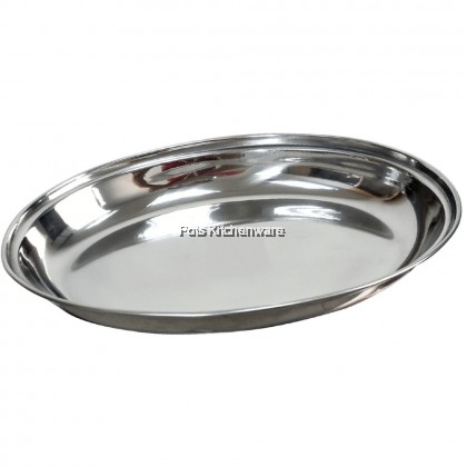 7 Sizes Stainless Steel 18/8 Oval Deep Fish Curry Dish Rice Plate - 18555M