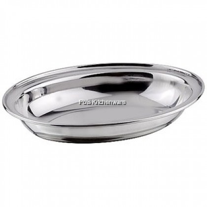 7 Sizes Stainless Steel 18/8 Oval Deep Fish Curry Dish Rice Plate - 18555M