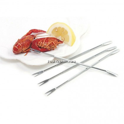 2pcs Stainless Steel Crab Fork Lobster Pick Seafood Fruit Nut Tool Needle with Spoon - JPK14422