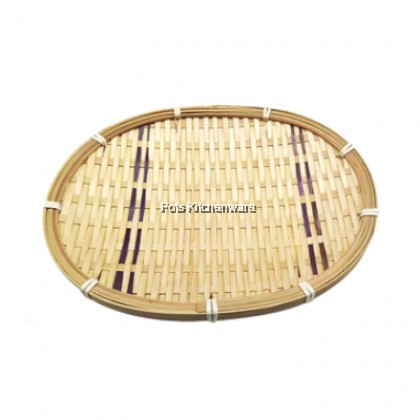 Handmade Bamboo Higo Flat Woven Wicker Sieve Serving Trays Fruit Fried Food Tray Rectangle Square Oval Round - BB496M