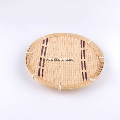 Handmade Bamboo Higo Flat Woven Wicker Sieve Serving Trays Fruit Fried Food Tray Rectangle Square Oval Round - BB496M