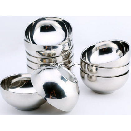 Toffi Stainless Steel Double Layer Anti Scald Round Soup Bowl (12cm/14cm/16cm/18cm/20cm) - K6812M