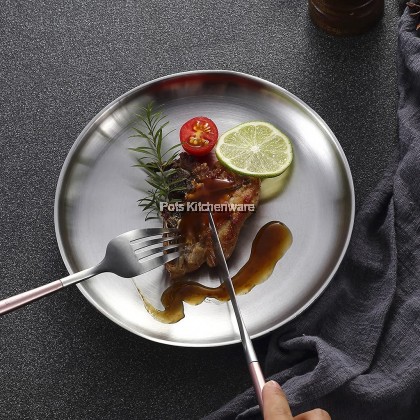 Toffi Stainless Steel High Quality Double Layer Anti-Scald Stable Base Fruit Dish Cake Dessert Plate - K7715M