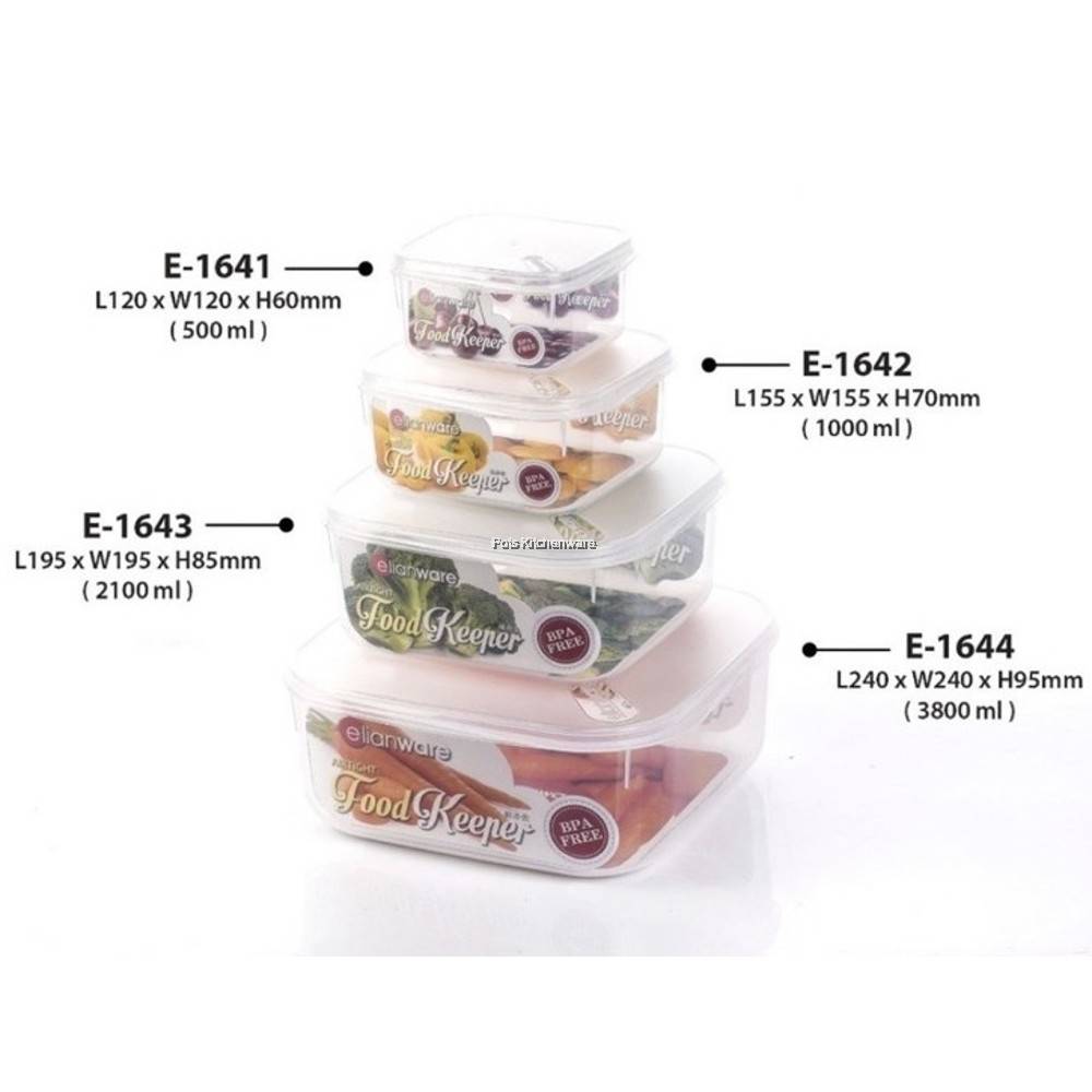 Elianware BPA Free Freezer Safe Microwavable Airtight Transparent