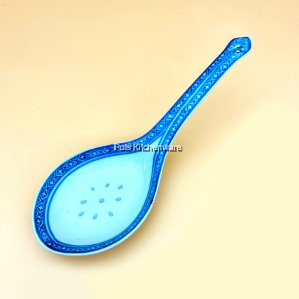 Porcelain Ceramic Chinese Nyonya Traditional Vintage Blue Dragon White Rice Grains Design Soup Dish Bowl Ladle Serving Spoon 米通龙陶瓷碗汤勺 - PC269M
