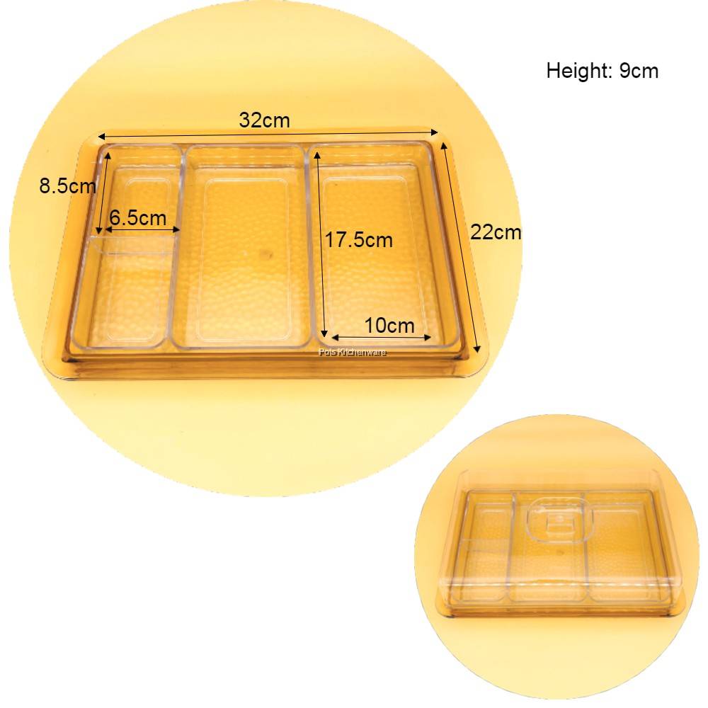 Acrylic Split Compartment Fruit Candy Nuts Food Server Display Plate