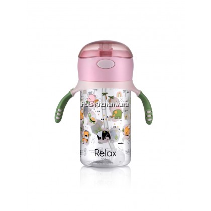 350ml Relax Tritan BPA Free Kids Toddler Baby Straw Water Bottle Double Handle 儿童吸管水瓶双柄 Botol Air Bayi Kanak-Kanak - D7035
