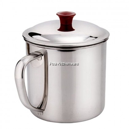 Stainless Steel Drinking Mug Coffee Tea Koleh Cup with Lid Cover Handle Cawan Gelas - KB0311M