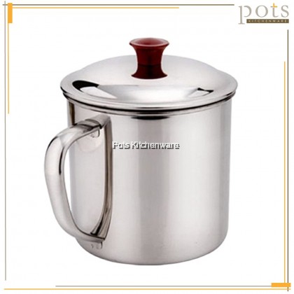 Stainless Steel Drinking Mug Coffee Tea Koleh Cup with Lid Cover Handle Cawan Gelas - KB0311M