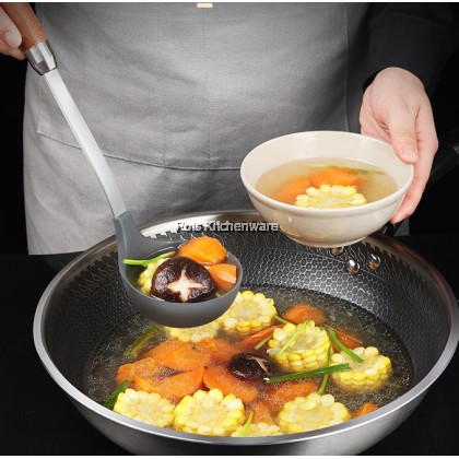 Toffi SUS304 Stainless Steel Silicone Asian Slotted Turner Ladle Asian with Wooden Handle - K2390