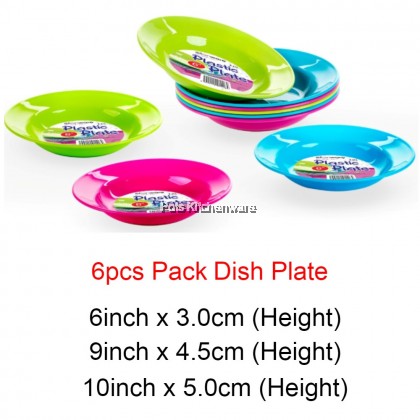 6pcs Elianware Colorful BPA FREE Plastic Soup Bowl Plate Mangkuk Pinggan Plastik Warna Warni - E834/6M