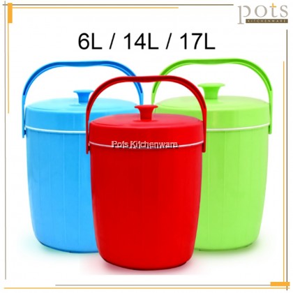 FREE LADLE Global Eagle Thermos Rice Ice Bucket with Lid Handle Termos Bekas Nasi Ais Air Minuman (6L/14L/17) - RIBR6M