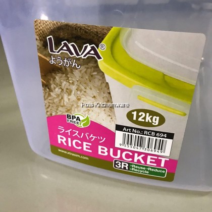 Lava 12kg Rice Bucket Container with Roller Measuring Scoop Rice Dispenser Bekas Beras 米桶 - RCB694