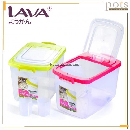 Lava 12kg Rice Bucket Container with Roller Measuring Scoop Rice Dispenser Bekas Beras 米桶 - RCB694