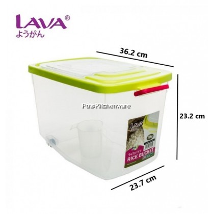 Lava 12kg Rice Bucket Container with Roller Measuring Scoop Rice Dispenser Bekas Beras 米桶 - RCB694