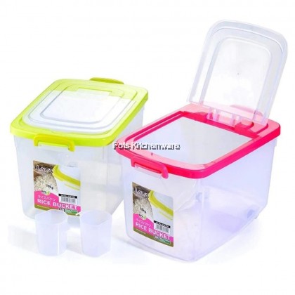 Lava 12kg Rice Bucket Container with Roller Measuring Scoop Rice Dispenser Bekas Beras 米桶 - RCB694