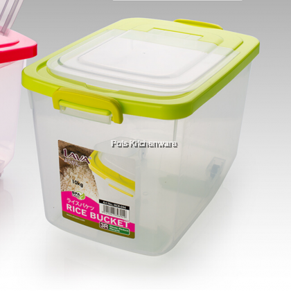 Lava 12kg Rice Bucket Container with Roller Measuring Scoop Rice Dispenser Bekas Beras 米桶 - RCB694