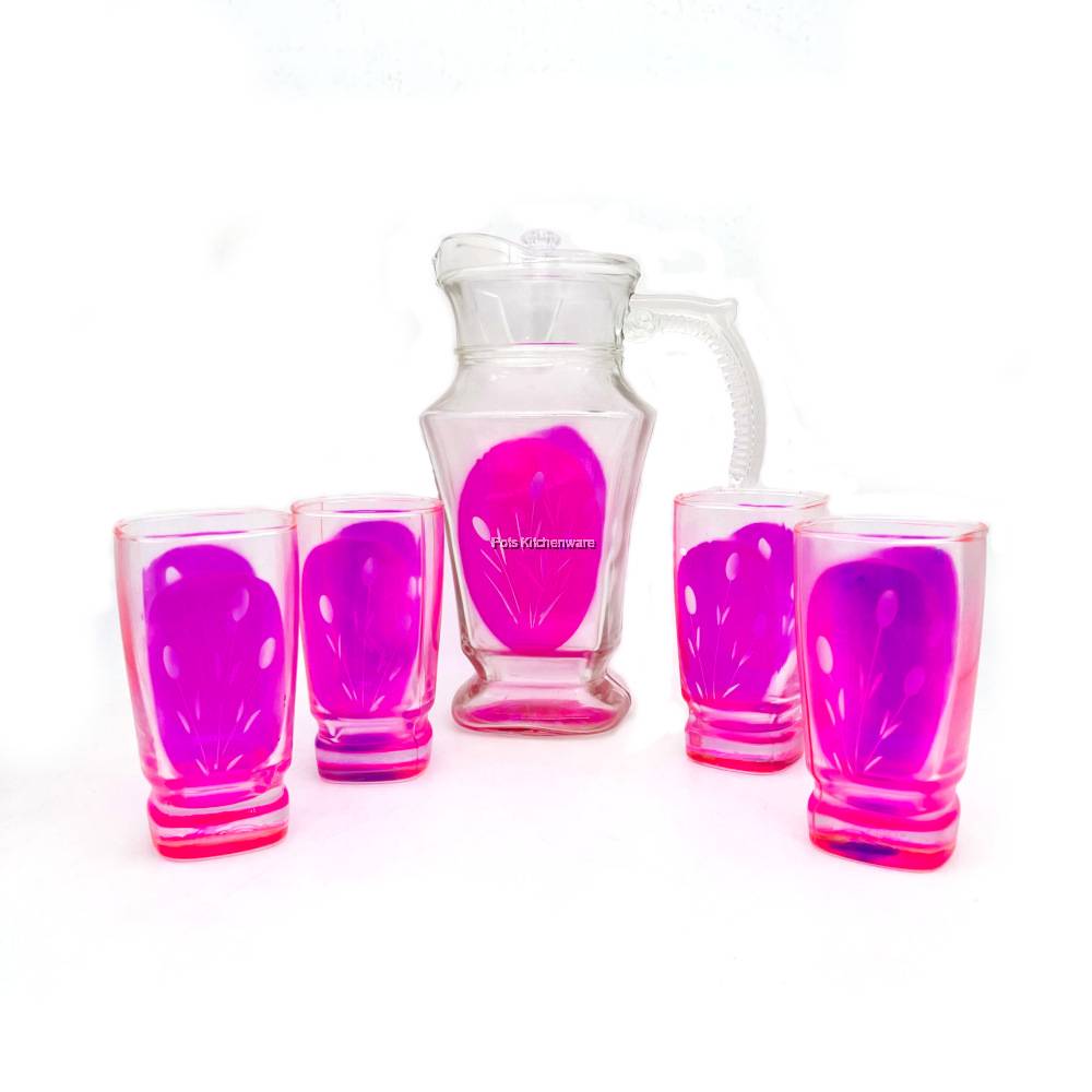 RAYA SPECIAL Top Point 4pcs Glass Drinking Jug Glass Set Bekas Air
