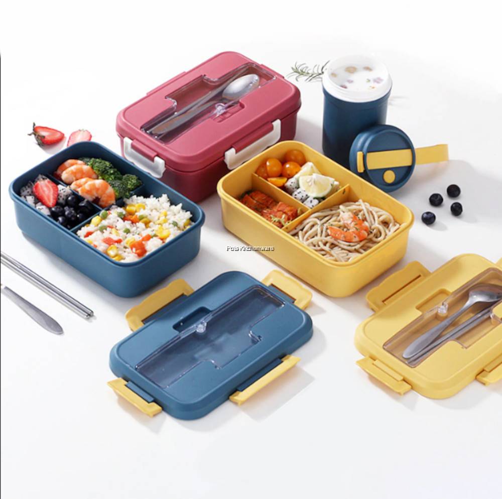 1000ml/1500ml Portable Microwave Safe Bento Lunch Box Food Storage Container with Phone Holder